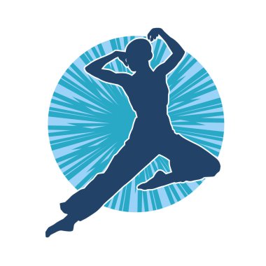 Hareketli bir kadın balerin silueti. Dans eden balerin kızın silueti..