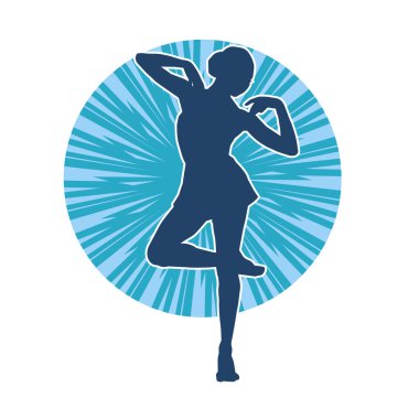 Hareketli bir kadın balerin silueti. Dans eden balerin kızın silueti..