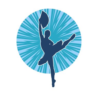 Hareketli bir kadın balerin silueti. Dans eden balerin kızın silueti..