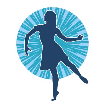 Hareketli bir kadın balerin silueti. Dans eden balerin kızın silueti..