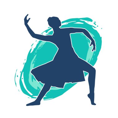 Hareketli bir kadın balerin silueti. Dans eden balerin kızın silueti..