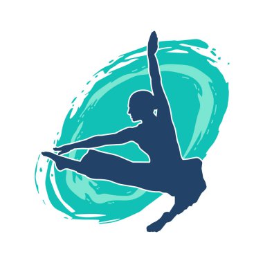 Hareketli bir kadın balerin silueti. Dans eden balerin kızın silueti..