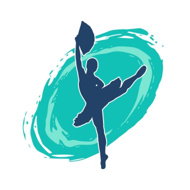 Hareketli bir kadın balerin silueti. Dans eden balerin kızın silueti..