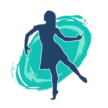 Hareketli bir kadın balerin silueti. Dans eden balerin kızın silueti..