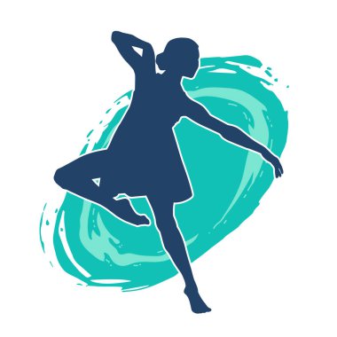 Hareketli bir kadın balerin silueti. Dans eden balerin kızın silueti..