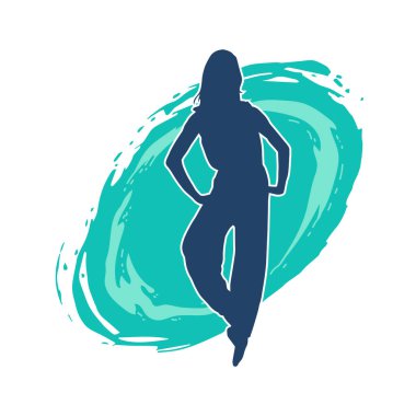 Hareketli bir kadın balerin silueti. Dans eden balerin kızın silueti..