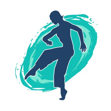 Hareketli bir kadın balerin silueti. Dans eden balerin kızın silueti..