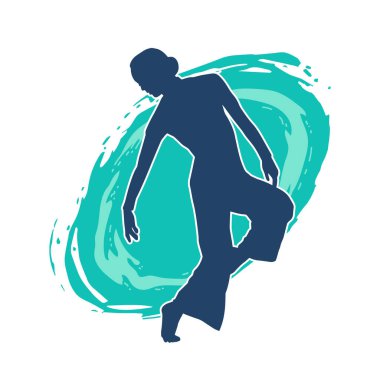 Hareketli bir kadın balerin silueti. Dans eden balerin kızın silueti..