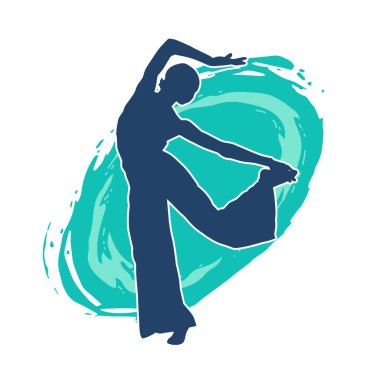 Hareketli bir kadın balerin silueti. Dans eden balerin kızın silueti..