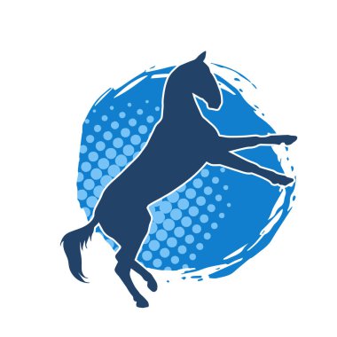 Arka ayaklarının üzerinde duran bir atın silueti. Ön bacakları kaldıran bir aygır silueti..