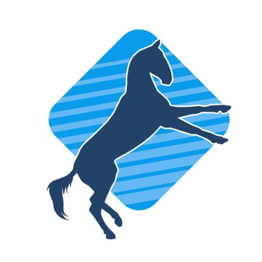 Arka ayaklarının üzerinde duran bir atın silueti. Ön bacakları kaldıran bir aygır silueti..