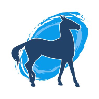 Koşan bir atın silueti. Koşan bir aygırın silueti.. 