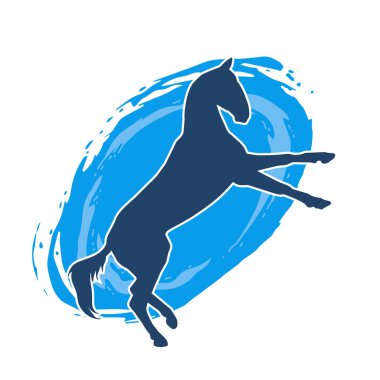 Arka ayaklarının üzerinde duran bir atın silueti. Ön bacakları kaldıran bir aygır silueti..