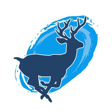 Geyik silueti boynuzlu vahşi orman hayvanı..