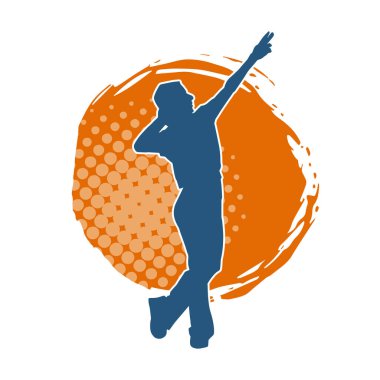 Dans eden bir adamın silueti. Erkek dansçı silueti poz veriyor..