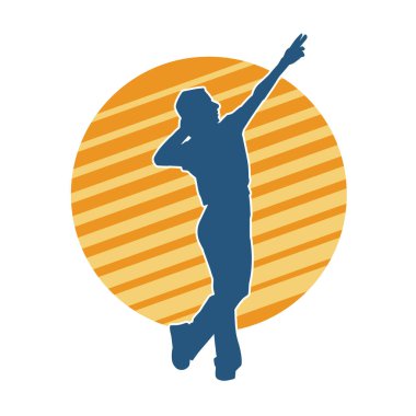 Dans eden bir adamın silueti. Erkek dansçı silueti poz veriyor..