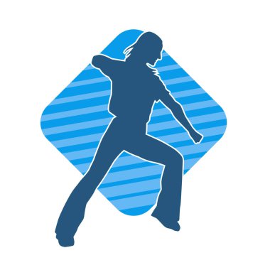 Hareketli bir kadın dansçının silueti. Dans eden zayıf bir kadının silueti..