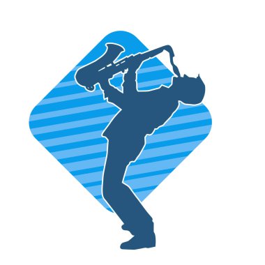 Saksafon çalan bir müzisyenin silueti.. 