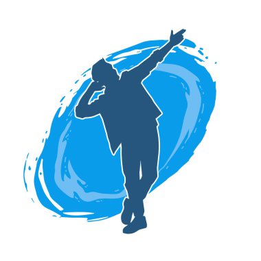 Poz veren bir erkek dansçının silueti. Dans eden bir adamın silueti.