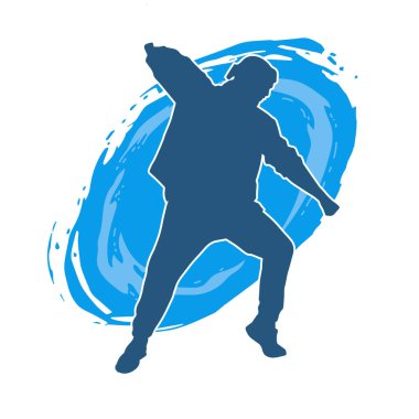 Poz veren bir erkek dansçının silueti. Dans eden bir adamın silueti.