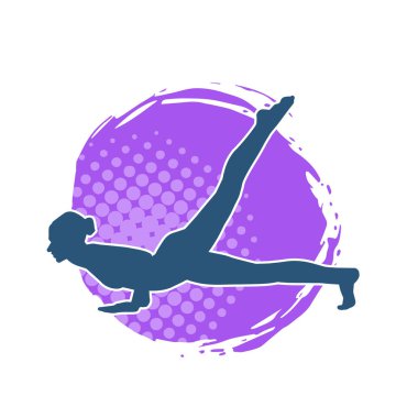 İnce bir balerin kadın silueti esniyor ya da ısınıyor..