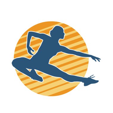 Zayıf kadın silueti egzersiz yapıyor. Spor yapan, spor yapan bir kadının silüeti.. 