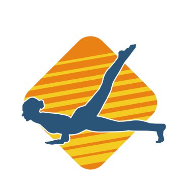 İnce bir balerin kadın silueti esniyor ya da ısınıyor..