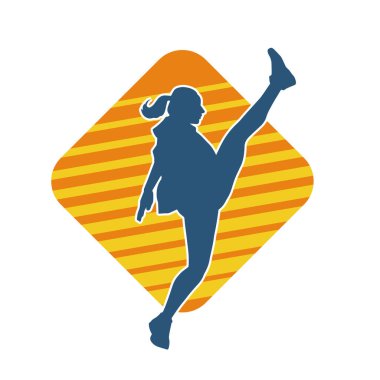 Zayıf kadın silueti egzersiz yapıyor. Spor yapan, spor yapan bir kadının silüeti.. 