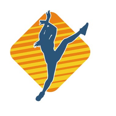 Zayıf kadın silueti egzersiz yapıyor. Spor yapan, spor yapan bir kadının silüeti.. 