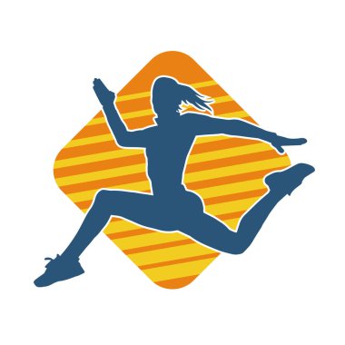 Koşan bir kadının silueti. Dişi bir koşunun silueti.