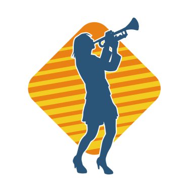 Keman teli çalan bir kadın müzisyenin silüeti..