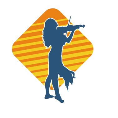 Keman teli çalan bir kadın müzisyenin silüeti..