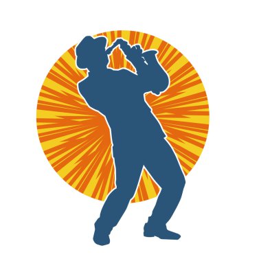 Saksafon çalan bir müzisyenin silueti.. 