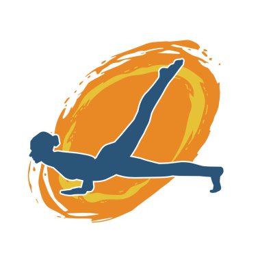 İnce bir balerin kadın silueti esniyor ya da ısınıyor..