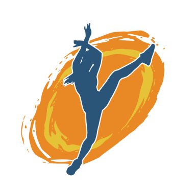 Zayıf kadın silueti egzersiz yapıyor. Spor yapan, spor yapan bir kadının silüeti.. 