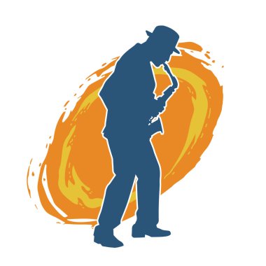 Saksafon çalan bir müzisyenin silueti.. 