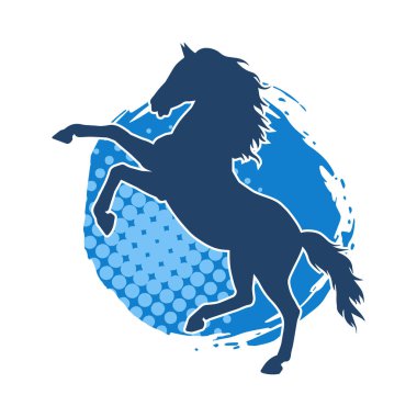 Arka ayaklarının üzerinde duran bir atın silueti. Ön bacakları kaldıran bir aygır silueti..