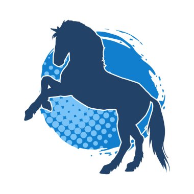 Arka ayaklarının üzerinde duran bir atın silueti. Ön bacakları kaldıran bir aygır silueti..