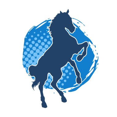 Arka ayaklarının üzerinde duran bir atın silueti. Ön bacakları kaldıran bir aygır silueti..