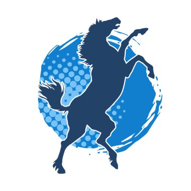 Arka ayaklarının üzerinde duran bir atın silueti. Ön bacakları kaldıran bir aygır silueti..