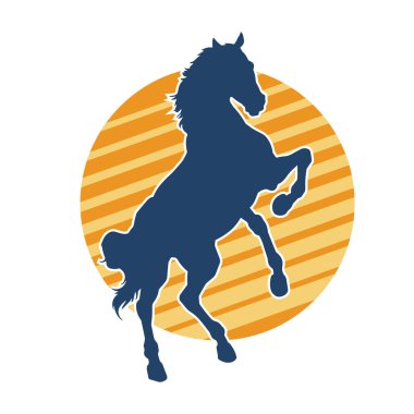 Arka ayaklarının üzerinde duran bir atın silueti. Ön bacakları kaldıran bir aygır silueti..