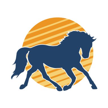 Koşan bir atın silueti. Koşan bir aygırın silueti.. 