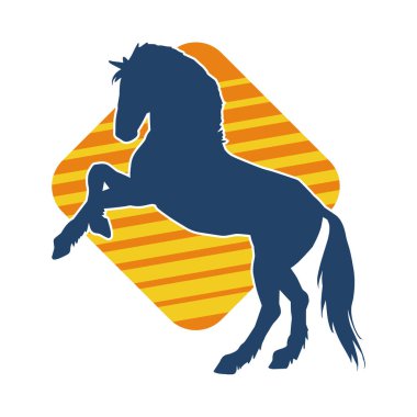 Arka ayaklarının üzerinde duran bir atın silueti. Ön bacakları kaldıran bir aygır silueti..