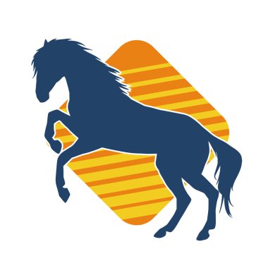 Arka ayaklarının üzerinde duran bir atın silueti. Ön bacakları kaldıran bir aygır silueti..