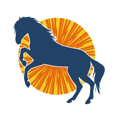 Arka ayaklarının üzerinde duran bir atın silueti. Ön bacakları kaldıran bir aygır silueti..