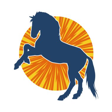 Arka ayaklarının üzerinde duran bir atın silueti. Ön bacakları kaldıran bir aygır silueti..