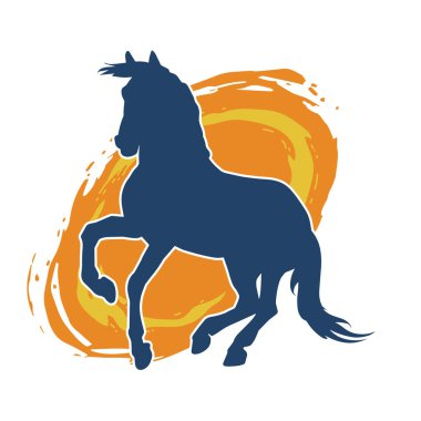 Koşan bir atın silueti. Koşan bir aygırın silueti.. 