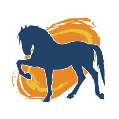 Koşan bir atın silueti. Koşan bir aygırın silueti.. 