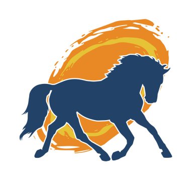 Koşan bir atın silueti. Koşan bir aygırın silueti.. 