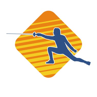 Bir eskrim sporcusunun silueti. Eskrim sporu yapan bir atletin silüeti..